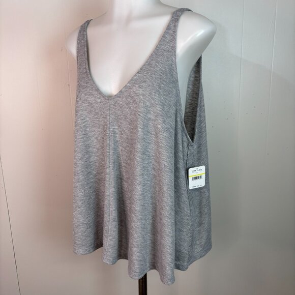 Intimately Free People Swing Tank Top Medium Gray V-Neck Cropped Low-Back - Picture 3 of 9
